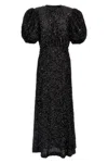 Rotate Birger Christensen Womens Black Regular-fit Puff-sleeve Sequin Midi Dress