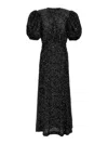 Rotate Birger Christensen Womens Black Regular-fit Puff-sleeve Sequin Midi Dress In Black