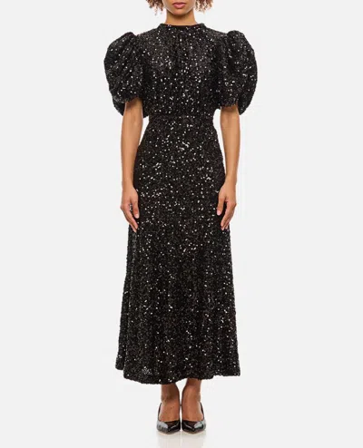 Rotate Birger Christensen Patterned Maxi Dress In Black