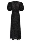 Rotate Birger Christensen Womens Black Regular-fit Puff-sleeve Sequin Midi Dress