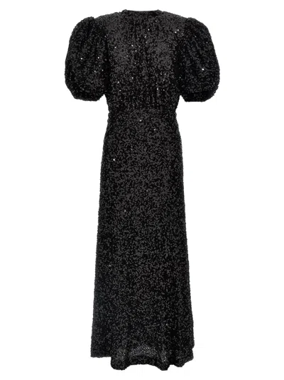 ROTATE BIRGER CHRISTENSEN SEQUIN MIDI DRESS DRESSES BLACK