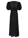 Rotate Birger Christensen Womens Black Regular-fit Puff-sleeve Sequin Midi Dress In Nero