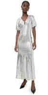 Rotate Birger Christensen Sequin Midi Dress Silver In Silver