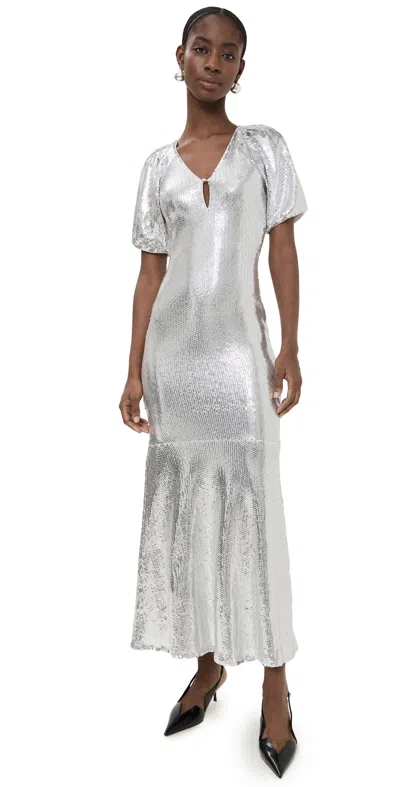 Rotate Birger Christensen Sequin Midi Dress Silver