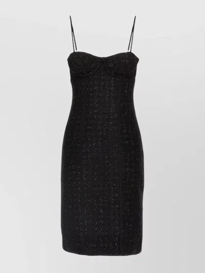 ROTATE BIRGER CHRISTENSEN SEQUIN MIDI DRESS TEXTURED FABRIC