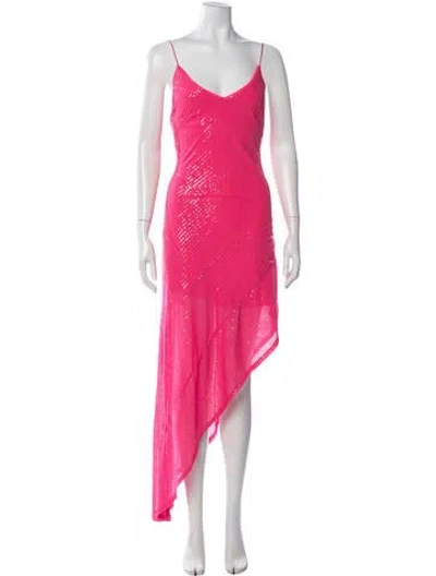 Pre-owned Rotate Birger Christensen Sequin Midi Length Dress W/ Tags In Pink