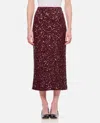 Rotate Birger Christensen Sequined Midi Pencil Skirt In Pink Polyester In Bordeaux