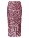 Rotate Birger Christensen Sequined Pencil Midi Skirt In Fuchsia