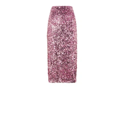Rotate Birger Christensen Sequined Pencil Midi Skirt In Purple