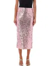 Rotate Birger Christensen Sequins Pencil Midi Skirt In Silver Pink