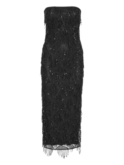Rotate Birger Christensen Sequin Midi Tube Dress In Black