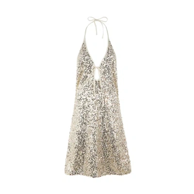 Rotate Birger Christensen Sequin Mini Dress In Gold