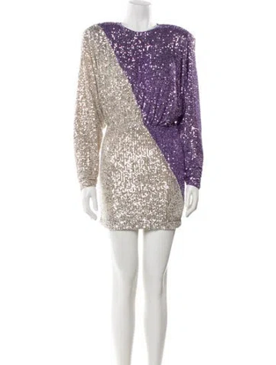 Pre-owned Rotate Birger Christensen Sequin Mini Dress In Purple/silver