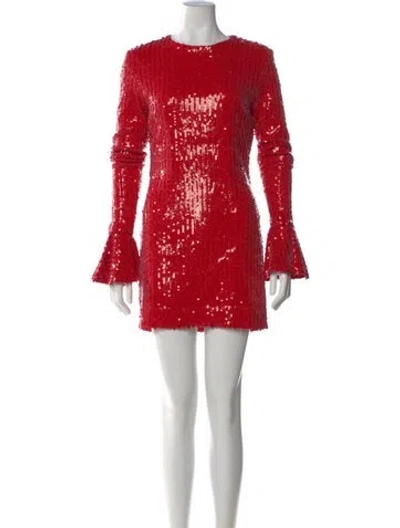 Pre-owned Rotate Birger Christensen Sequin Mini Dress In Red