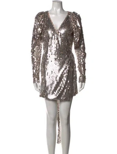 Pre-owned Rotate Birger Christensen Sequin Mini Dress W/ Tags In Silver