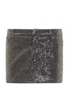 Rotate Birger Christensen Black Mini-skirt With All-over Paillettes And Logo Patch In Black