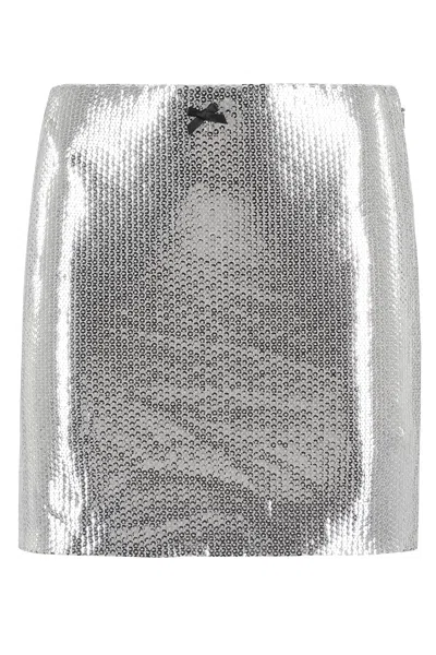Rotate Birger Christensen Sequin-embellished Mini Skirt In Silver