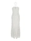 ROTATE BIRGER CHRISTENSEN MAXI WHITE DRESS WITH TONAL SEQUINS AND SWEETHEART NECK IN FABRIC WOMAN