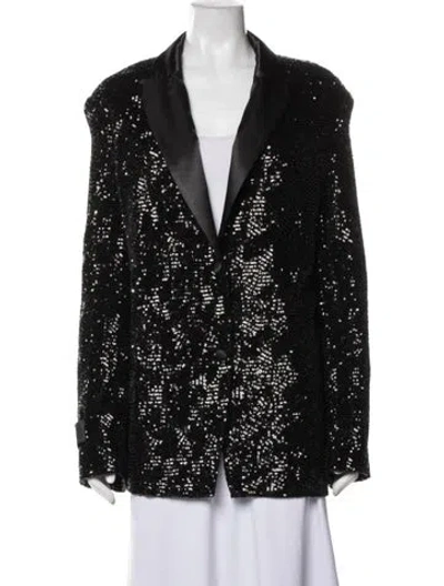 Pre-owned Rotate Birger Christensen Sequin Patterned Evening Jacket In Black