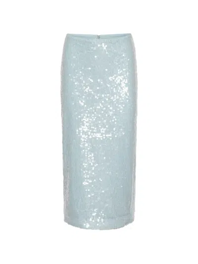 Rotate Birger Christensen Sequin Pencil Midi Skirt In Blue