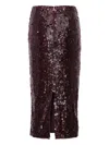 Rotate Birger Christensen Sequin Pencil Midi Skirt In Red