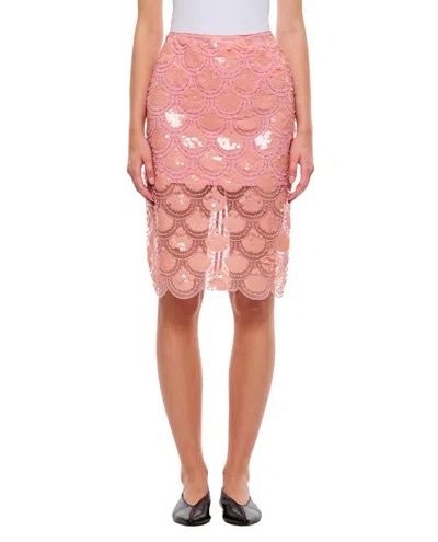 Rotate Birger Christensen Skirt Rotate Made Of Fabric With Pearl Mesh And Sequins In Pink