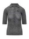 Rotate Birger Christensen Rotate Mohair And Wool Blend Polo Shirt In Grey