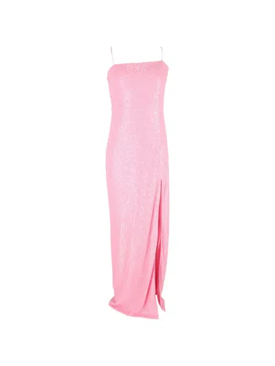 Pre-owned Rotate Birger Christensen Sequin Side-slit Maxi Dress In Pink