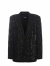 Rotate Birger Christensen Rotate Oversized Sequin-studded Blazer In Black