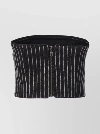 Rotate Birger Christensen Sequin Striped Crop Top In Black