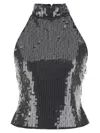 Rotate Birger Christensen Rotate Halter Neck Top With Sequin Embellishments In Gray