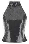 Rotate Birger Christensen Rotate Halter Neck Top With Sequin Embellishments In Gray