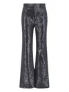 Rotate Birger Christensen Flared Sequin Embellished Jeans With Belt Loops In Black  