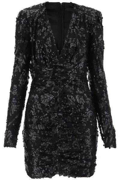 ROTATE BIRGER CHRISTENSEN SEQUIN V-NECK MINI DRESS