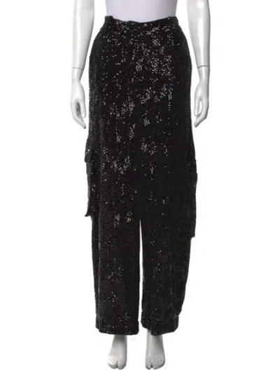 Pre-owned Rotate Birger Christensen Sequin Wide Leg Pants In Black