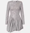 Rotate Birger Christensen Sequined Asymmetric Minidress In Gray
