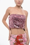 Rotate Birger Christensen Sequined Bandeau Crop Top