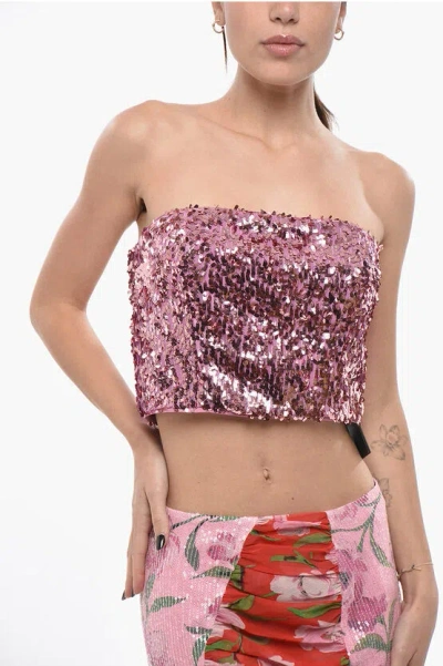 Rotate Birger Christensen Sequined Bandeau Crop Top