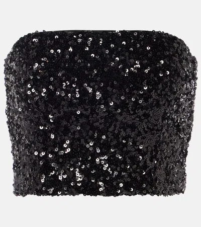 Rotate Birger Christensen Cropped-top Mit Pailletten In Black