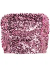 Rotate Birger Christensen Pink Crop Top With All-over Sequins In Pink