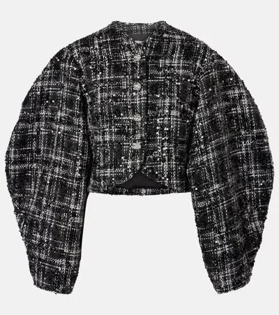Rotate Birger Christensen Sequined Bouclé Jacket In Black