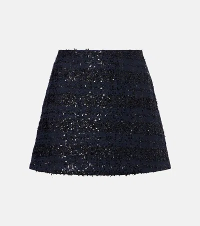 Rotate Birger Christensen Sequined Bouclé Miniskirt In Blue