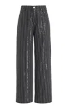 Rotate Birger Christensen Rotate Jeans With Sequined Stripes In Black