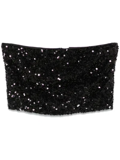 Rotate Birger Christensen Cropped-top Mit Pailletten In Black