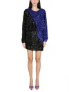 Rotate Birger Christensen Rotate Color Block Sequined Mini Dress With Long Sleeves