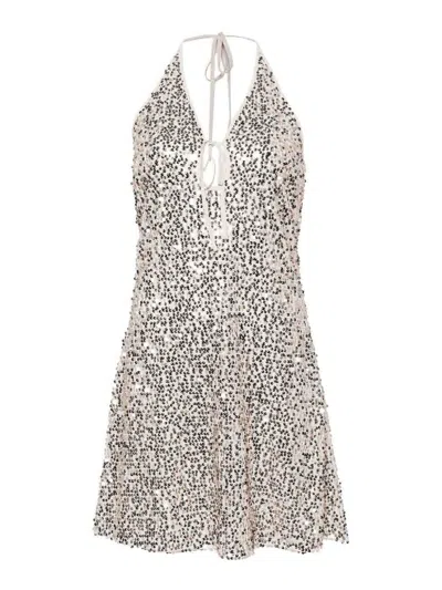 Rotate Birger Christensen Sequinned Mini Dress In Crema