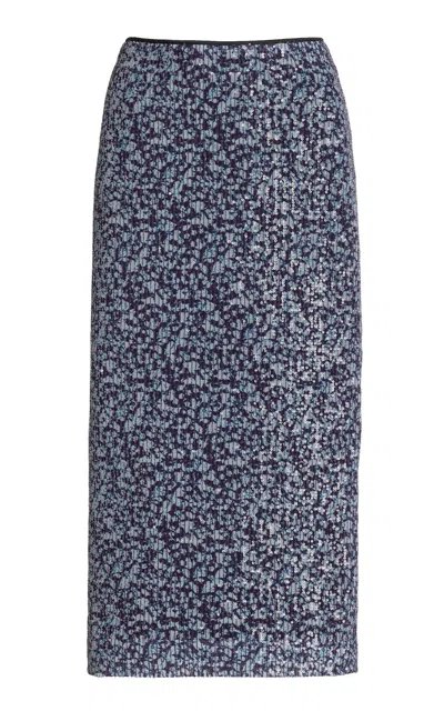 Rotate Birger Christensen Sequined Floral-mesh Midi Skirt In 2980
