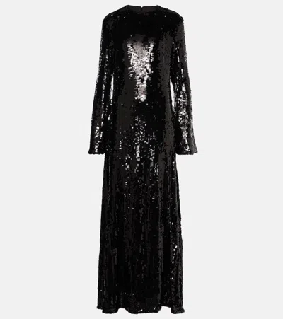 Rotate Birger Christensen Sequined Gown In Black