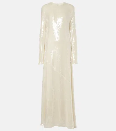 Rotate Birger Christensen Sequined Gown In Egret