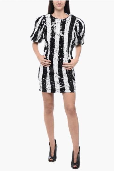 Rotate Birger Christensen Sequined Katie Dress With Puffed Sleeves